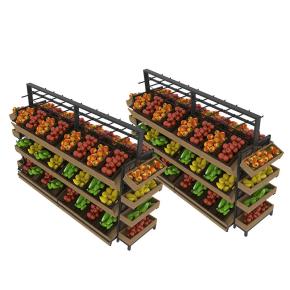 Supermarket Wood Equipment Fruit Vegetable Rack Shelving for Store