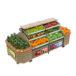 Supermarket Commercial Vegetable Rack Display Rack Wooden Fruit Vegetable Display Rack Shelf