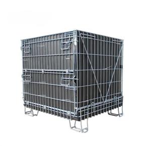 Customized Warehouse Stackable Storage Galvanized Durable Metal Steel Folding Mesh Baskets