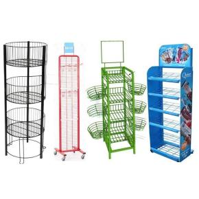 Removable Wire Basket Retail Shop Soft Drink Display Rack Metal Wire Supermarket Snack Potato Chips Display Stand
